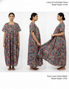 Daily Comfort Ankle-Length Cotton Nighty – Pink Floral Print 1