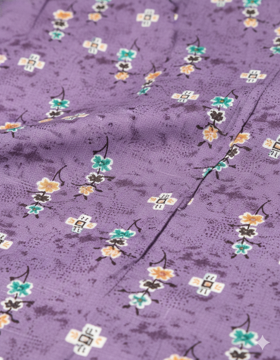 Daily Comfort Ankle-Length Cotton Nighty – Purple Floral Print 3