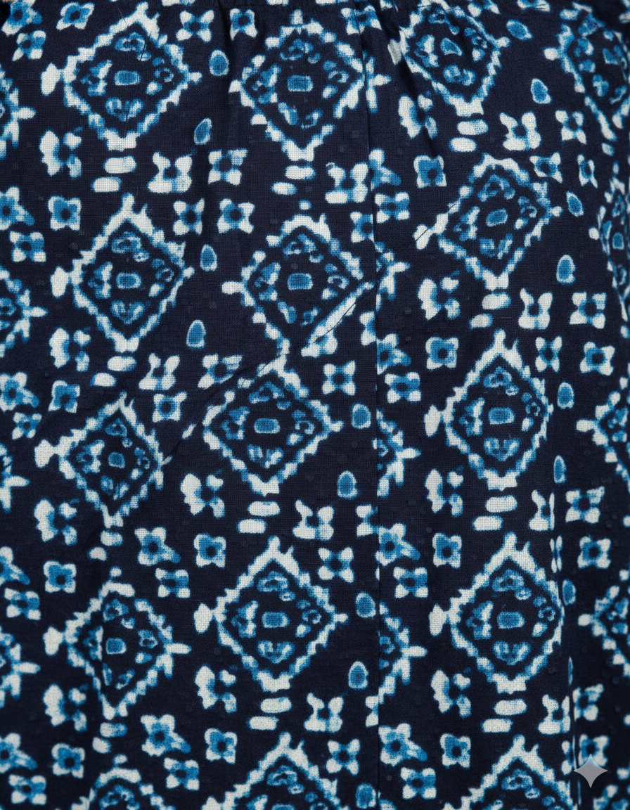 Daily Comfort Ankle-Length Cotton Nighty – Blue Floral Print 2