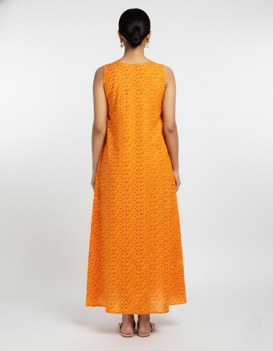 Daily Comfort Ankle-Length Cotton Nighty – Orange Floral Print 5