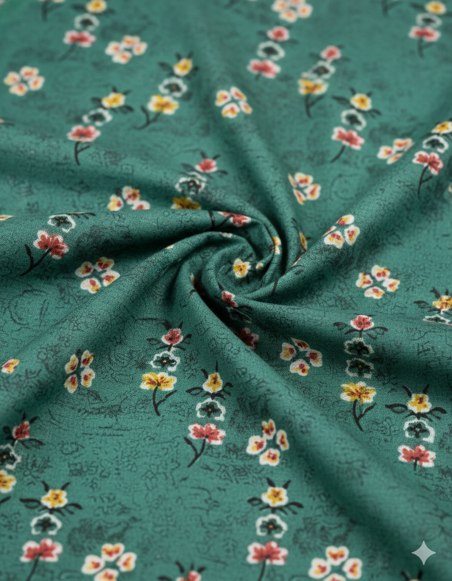 Daily Comfort Ankle-Length Cotton Nighty – Green Floral Print 3