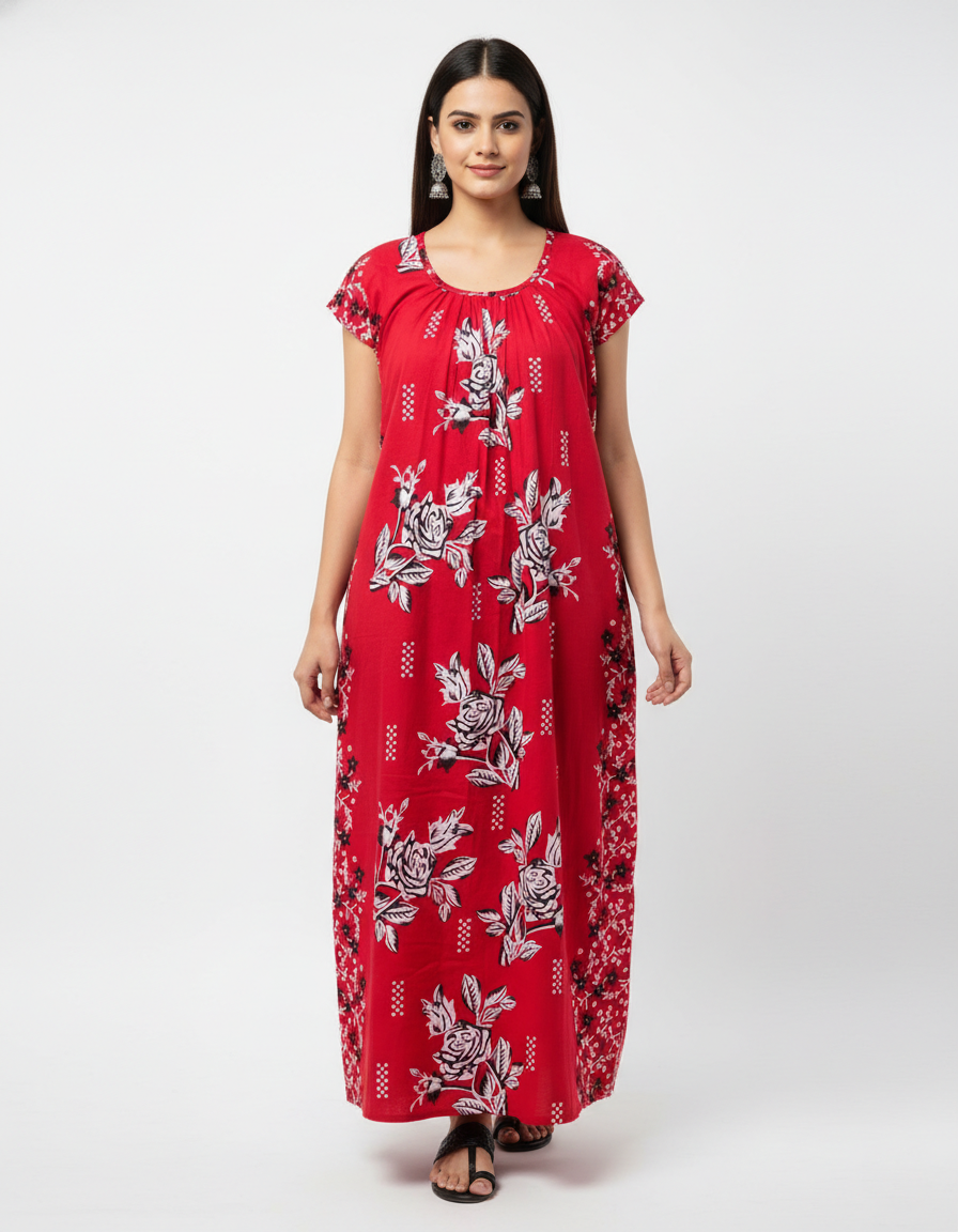 Royal Festive Combo – Red, Dark Yellow & Maroon Nighty Combo (Pack of 3)