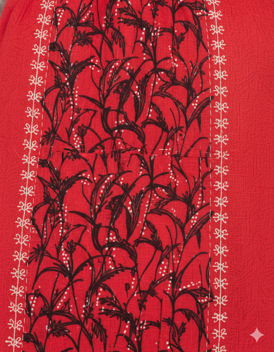 Daily Comfort Ankle-Length Cotton Nighty – Red Floral Print 17