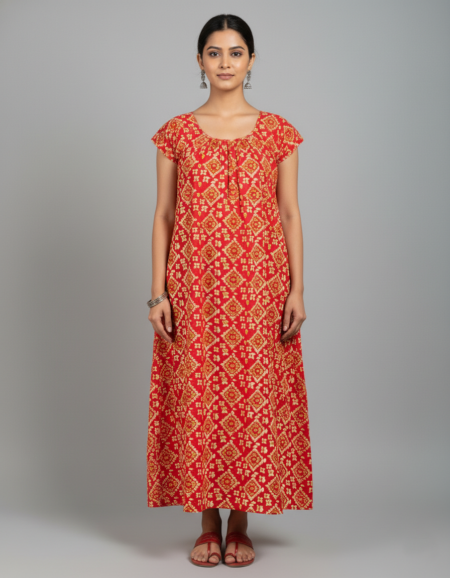 Royal Festive Combo – Red, Dark Yellow & Maroon Nighty Combo (Pack of 3)