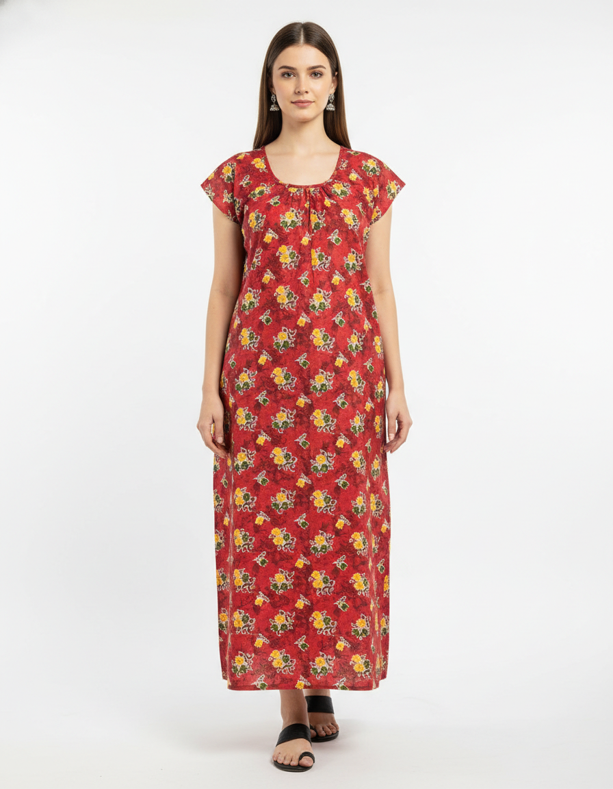 Royal Festive Combo – Red, Dark Yellow & Maroon Nighty Combo (Pack of 3)