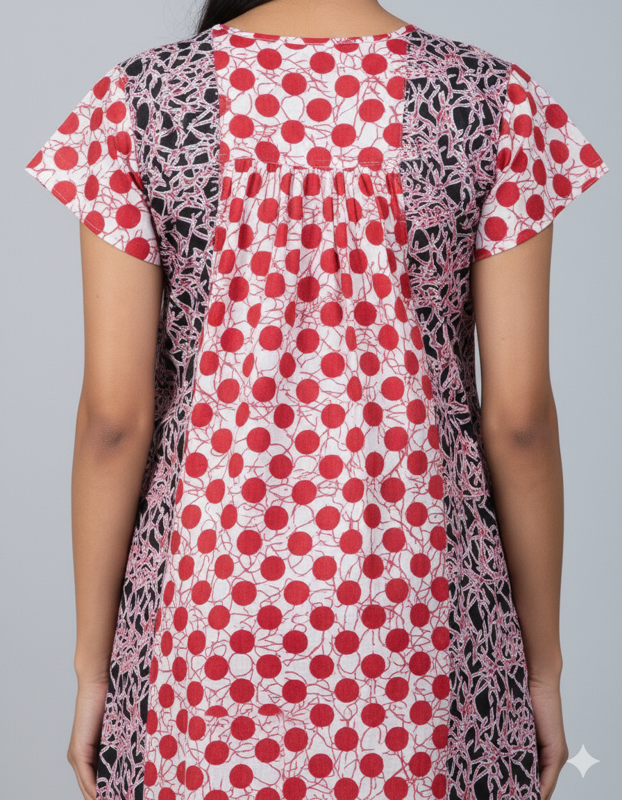 Daily Comfort Ankle-Length Cotton Nighty – Red Floral Print 31