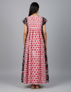 Daily Comfort Ankle-Length Cotton Nighty – Red Floral Print 37