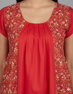 Daily Comfort Ankle-Length Cotton Nighty – Red Floral Print 38