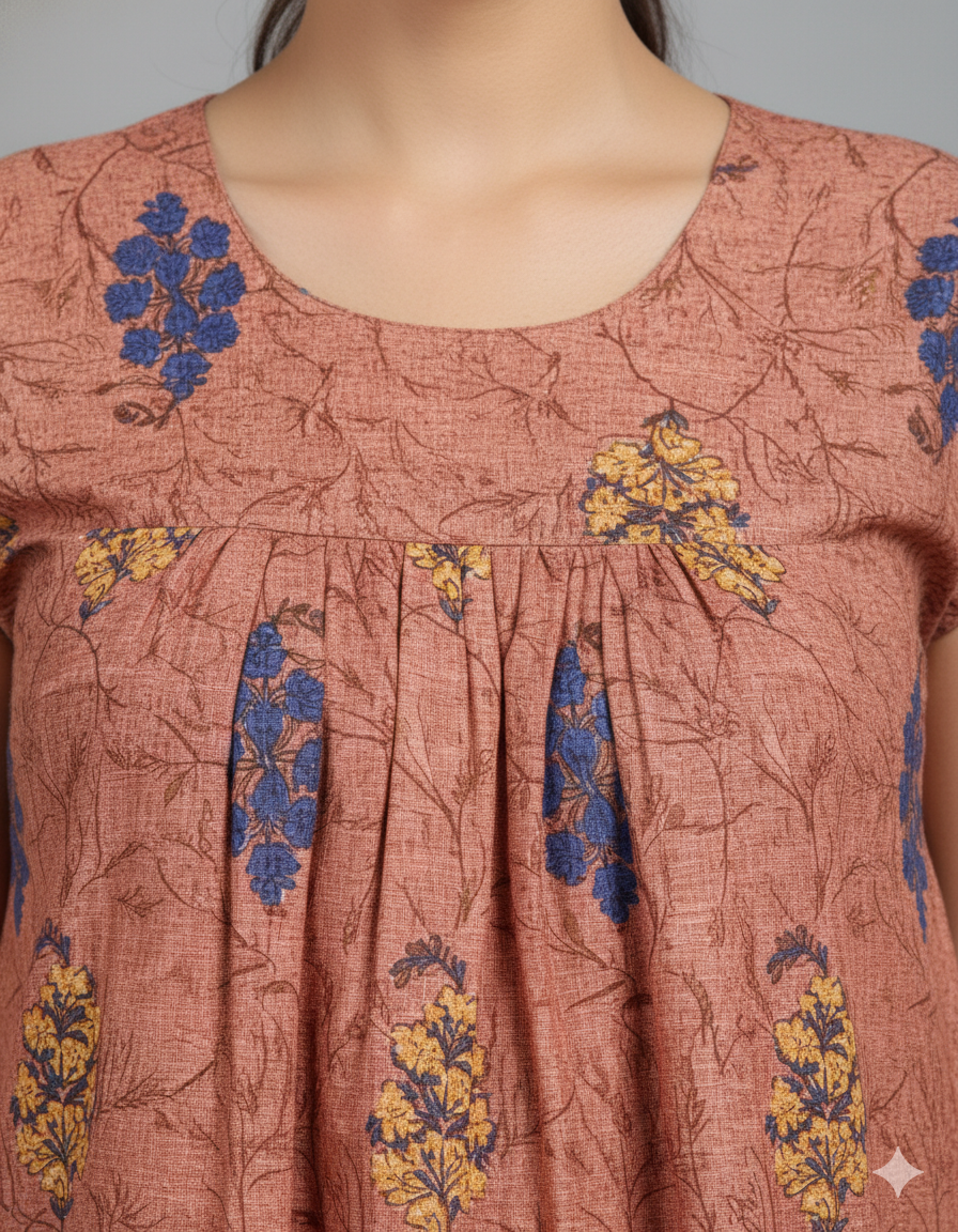 Daily Comfort Ankle-Length Cotton Nighty – Pink Floral Print 5