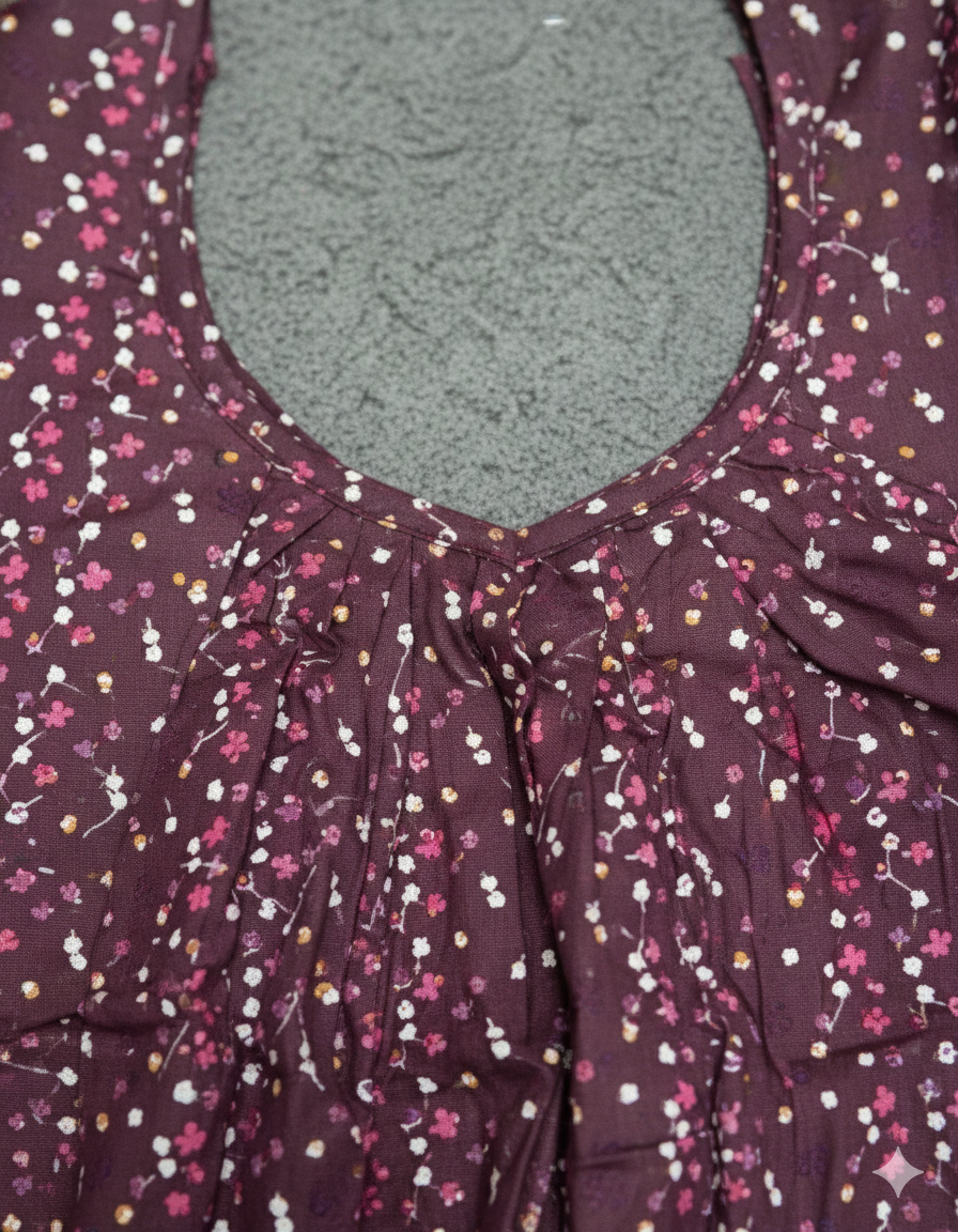 Daily Comfort Ankle-Length Cotton Nighty – Maroon Floral Print 7