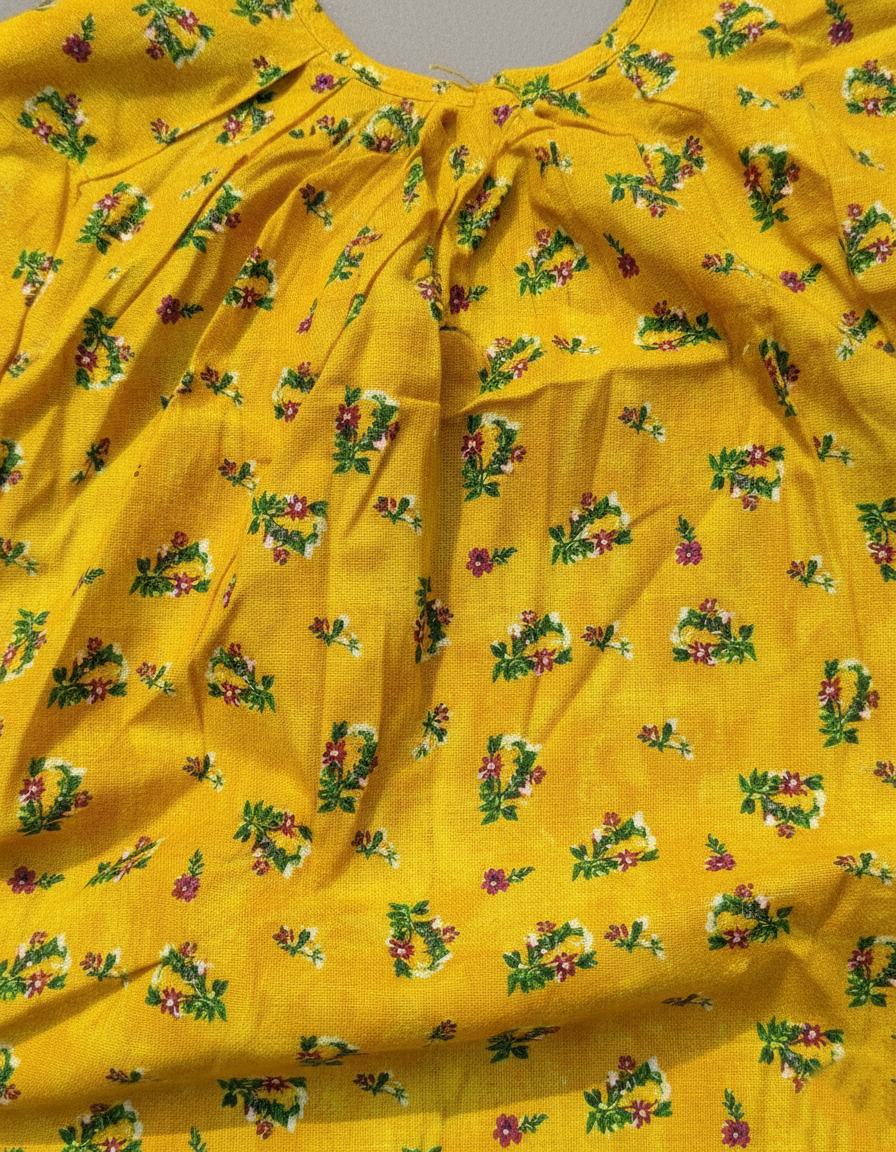 Daily Comfort Ankle-Length Cotton Nighty – Yellow Floral Print 1