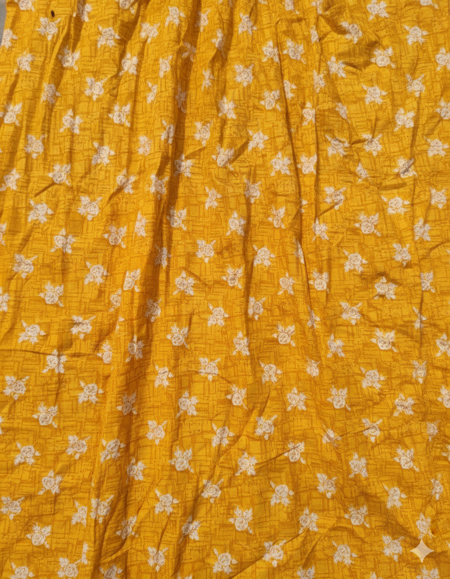Daily Comfort Ankle-Length Cotton Nighty – Yellow Floral Print 2