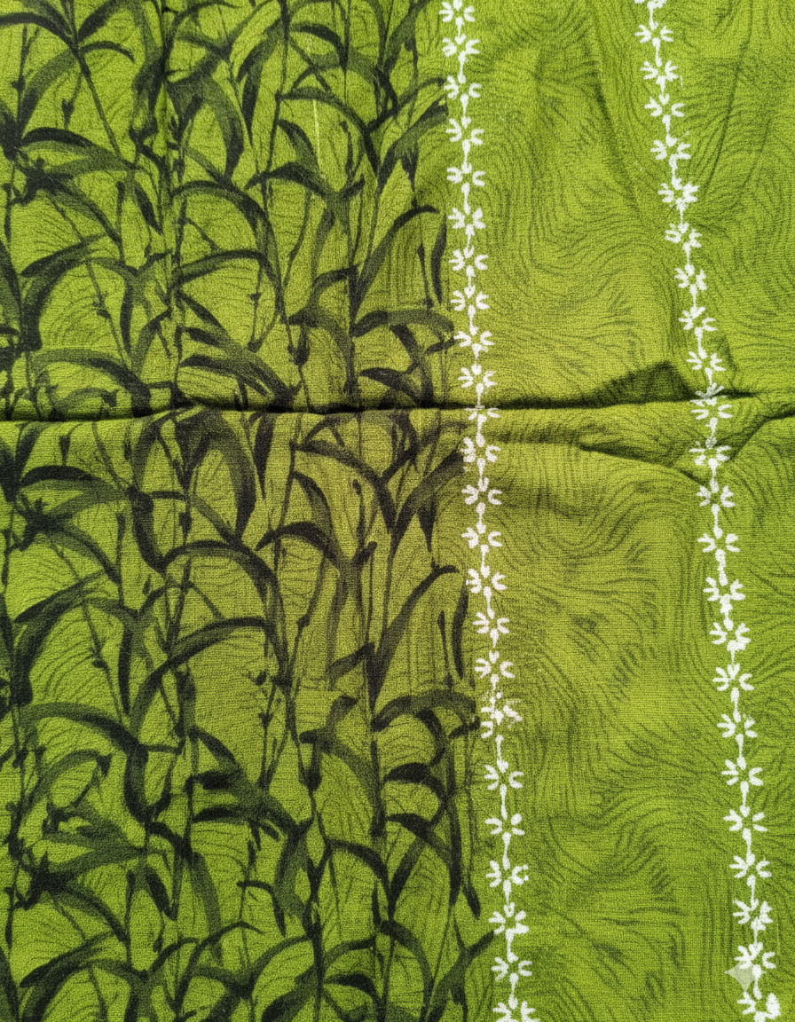 Daily Comfort Ankle-Length Cotton Nighty – Green Floral Print 1