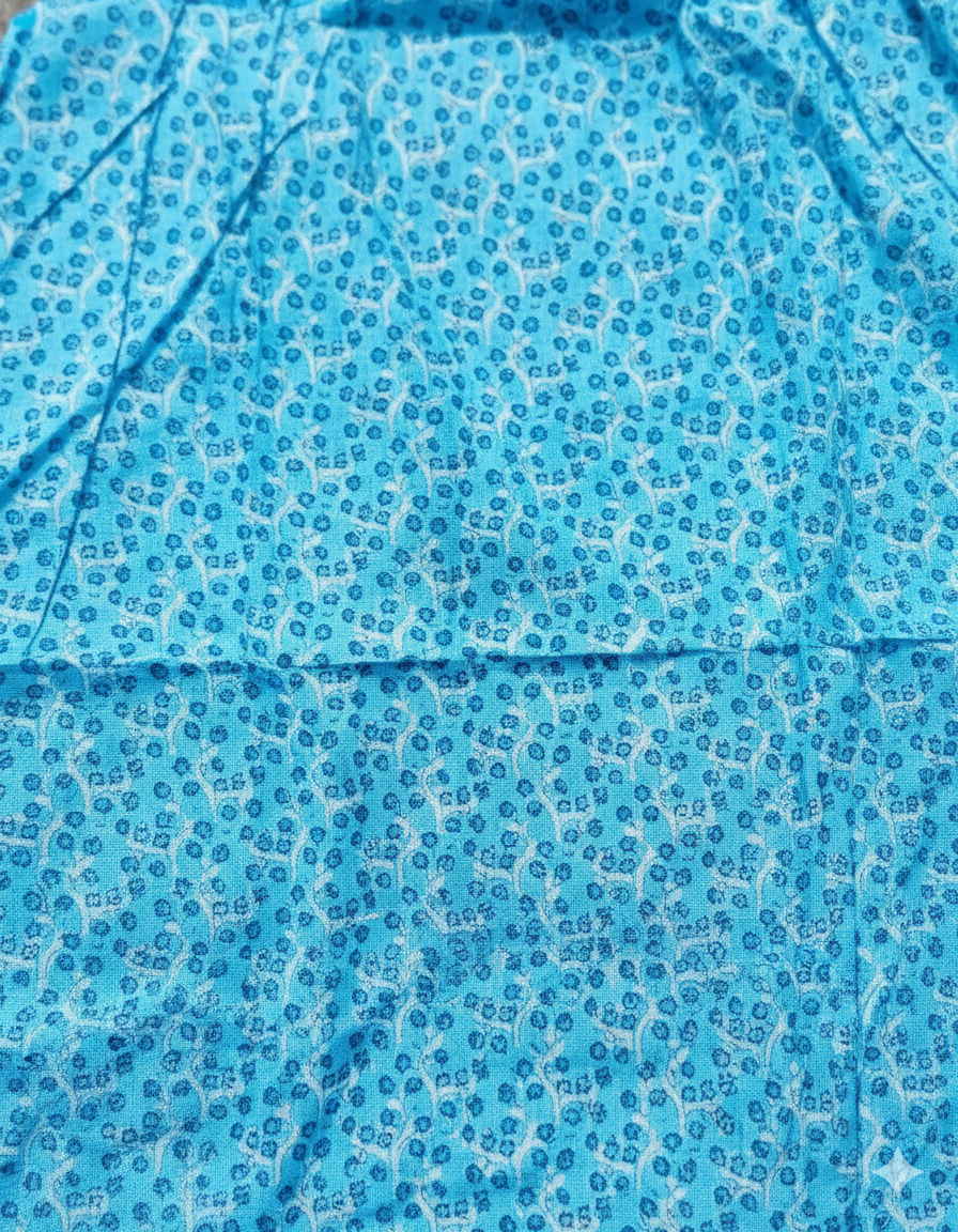 Daily Comfort Ankle-Length Cotton Nighty – Sky Blue Floral Print 1