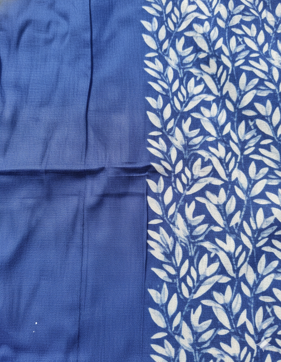 Daily Comfort Ankle-Length Cotton Nighty – Blue Floral Print 1