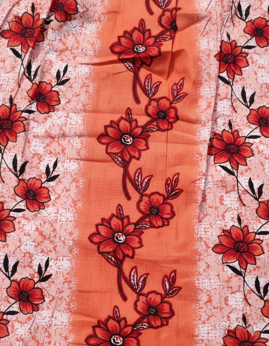 Daily Comfort Ankle-Length Cotton Nighty – Orange Floral Print 3
