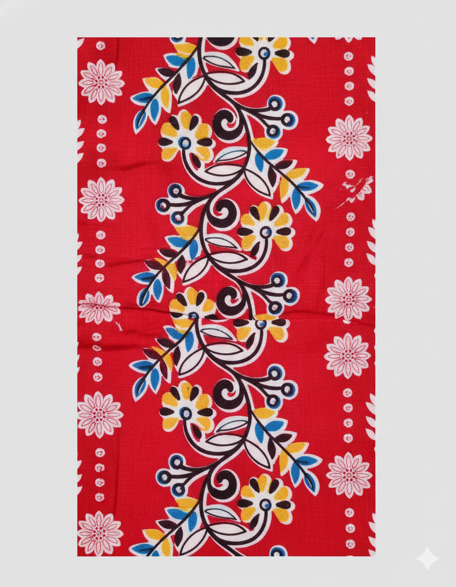 Red Pure Cotton Nighty | Free Size | Limited Edition Design | Print 1