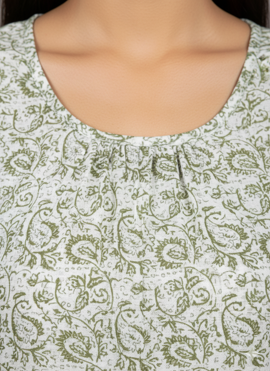 Green Pure Cotton Nighty | Free Size | Limited Edition Design | Print 7