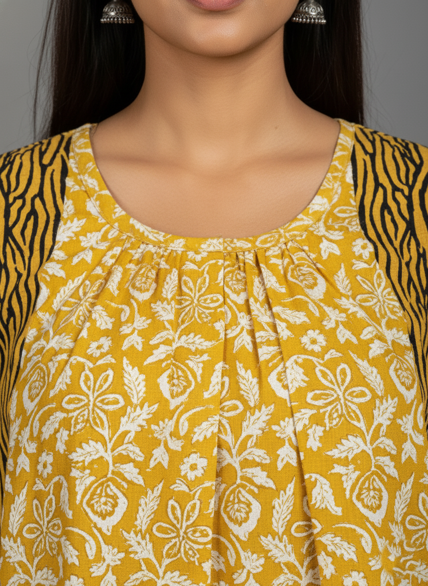 Yellow Pure Cotton Nighty | Free Size | Limited Edition Design | Print 5