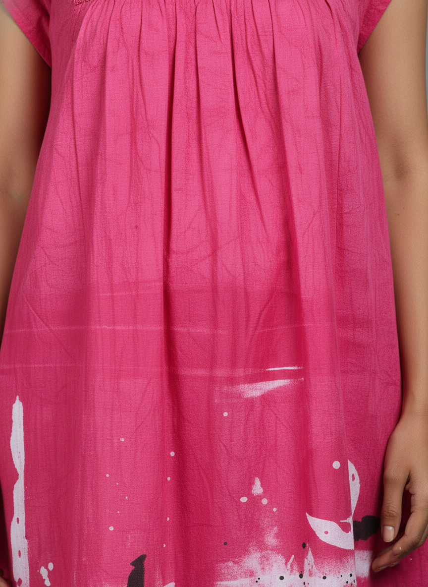Pink Pure Cotton Nighty | Free Size | Limited Edition Design | Print 14