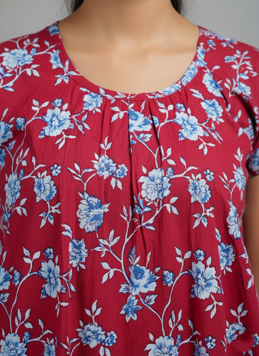 Pink Pure Cotton Nighty | Free Size | Limited Edition Design | Print 8