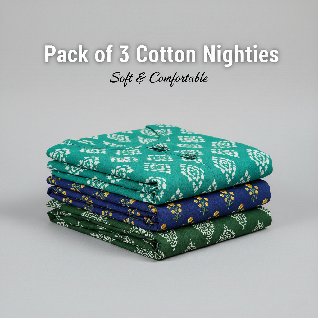 Elite Balance Combo – Teal Green, Blue & Dark Green Nighty Combo (Pack of 3)