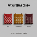 Royal Festive Combo – Red, Dark Yellow & Maroon Nighty Combo (Pack of 3)