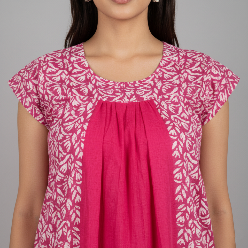Pink Pure Cotton Nighty | Free Size | Limited Edition Design | Print 3