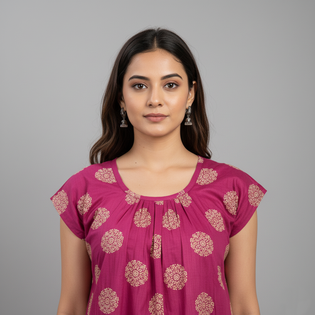 Purple Pure Cotton Nighty | Free Size | Limited Edition Design | Print 4