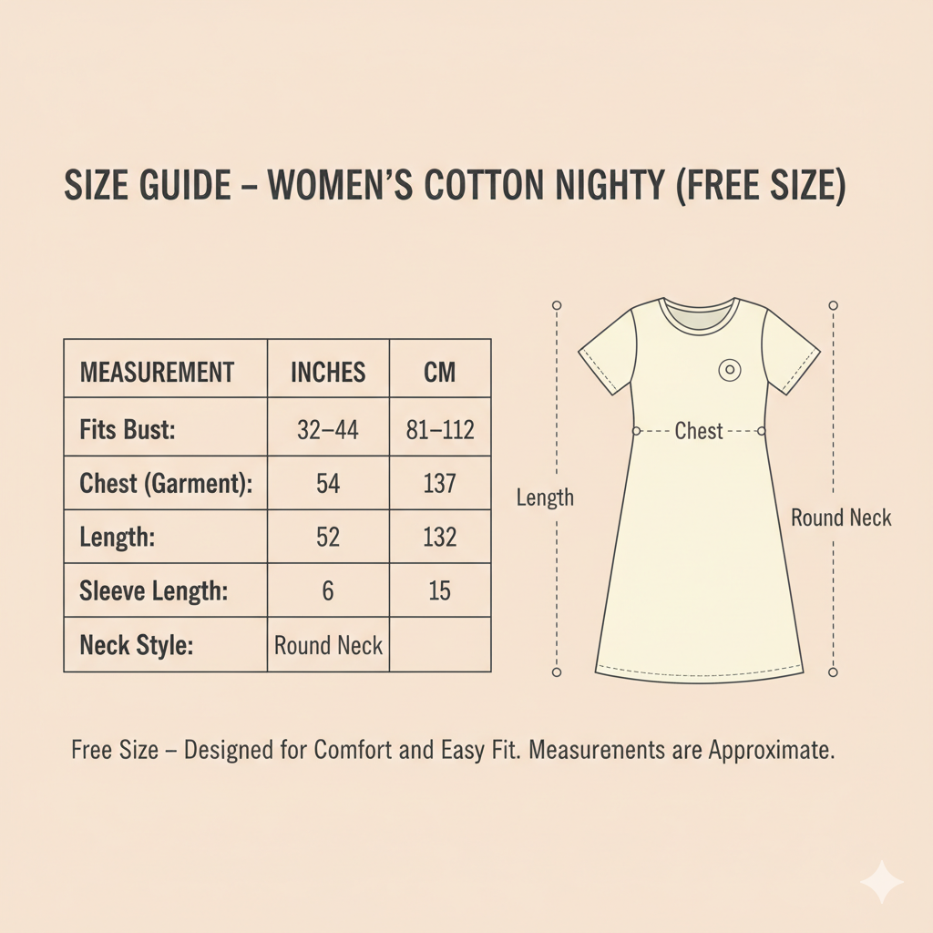 Women’s Cotton Nighty Combo of 3 – Earth Tone (Brown, Green & Orange) | Free Size | Soft Cotton Nightwear for Everyday Comfort